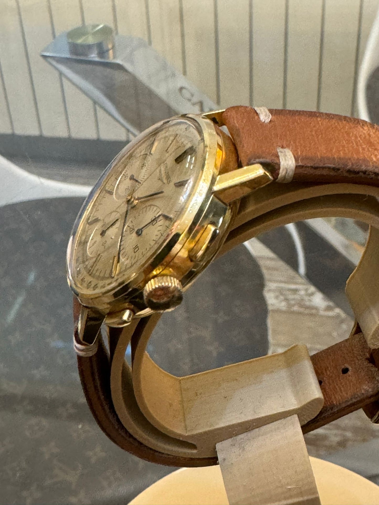 Chrono Longines 1950 Tre Contatori Oro Giallo carica manuale